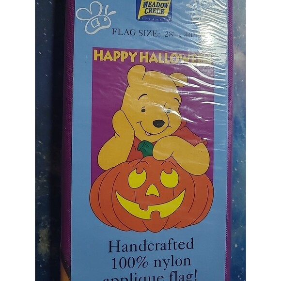 Vintage Winnie The Pooh Decorative Flag Pumpkin Halloween 28”X40” - Picture 2 of 3